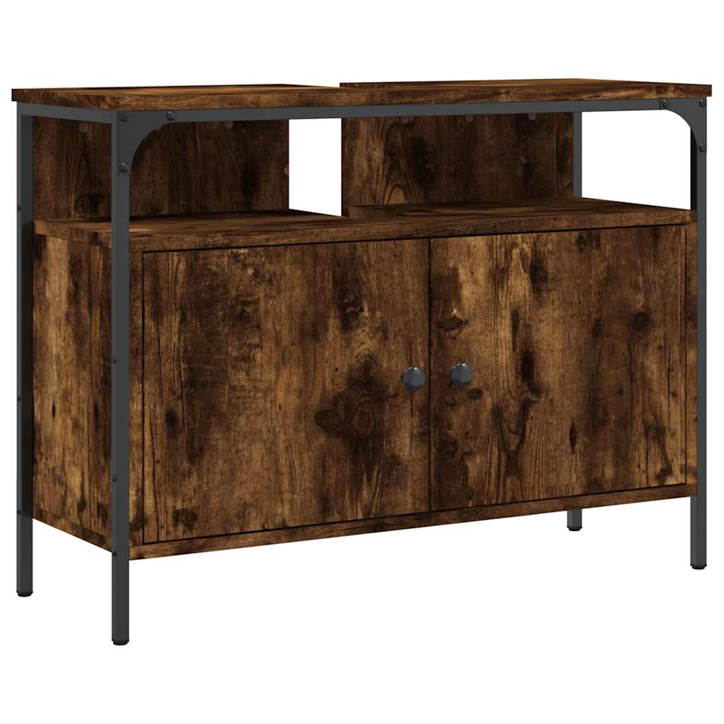 Mobile Lavabo Bagno Rovere Fumo 80x30x60 cm Legno Multistrato | homemem39