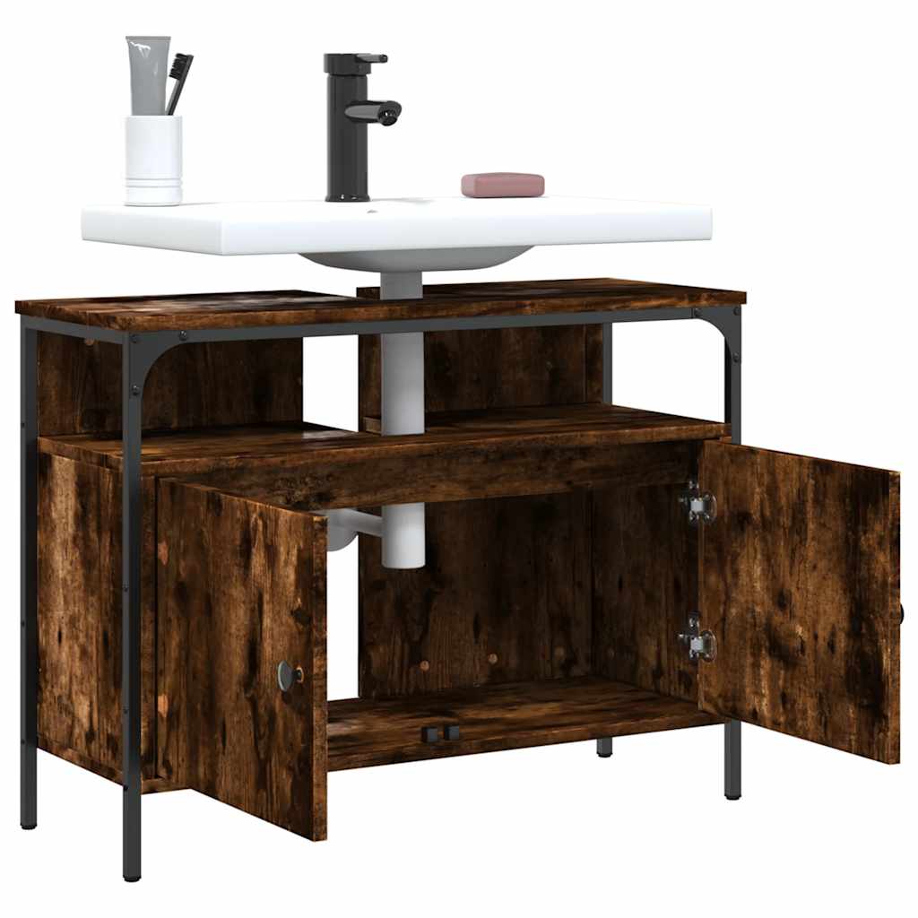 Mobile Lavabo Bagno Rovere Fumo 80x30x60 cm Legno Multistrato | homemem39
