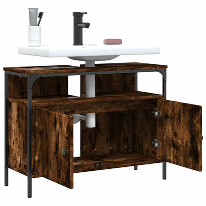 Mobile Lavabo Bagno Rovere Fumo 80x30x60 cm Legno Multistrato | homemem39