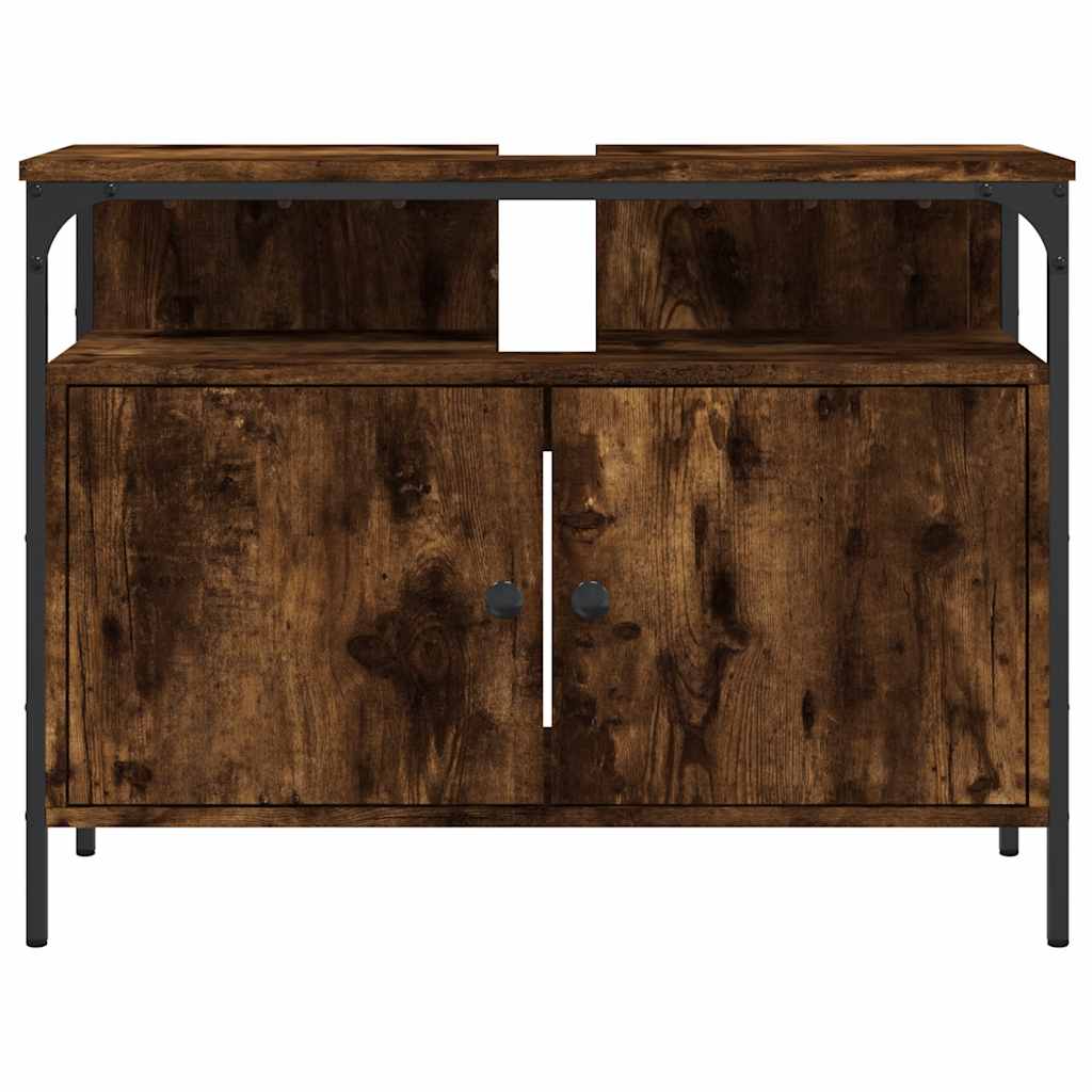 Mobile Lavabo Bagno Rovere Fumo 80x30x60 cm Legno Multistrato | homemem39