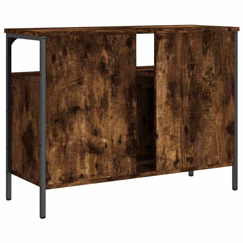 Mobile Lavabo Bagno Rovere Fumo 80x30x60 cm Legno Multistrato | homemem39