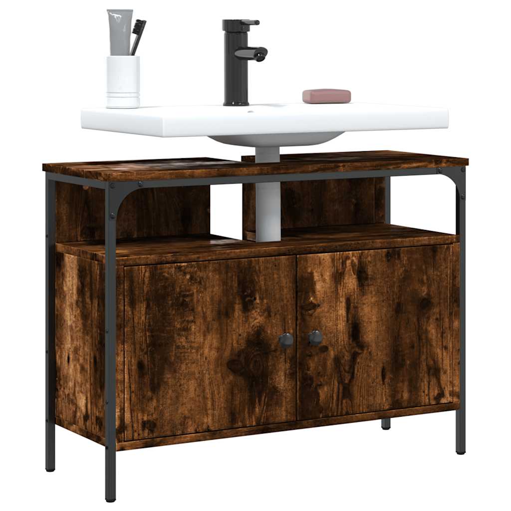Mobile Lavabo Bagno Rovere Fumo 80x30x60 cm Legno Multistrato | homemem39