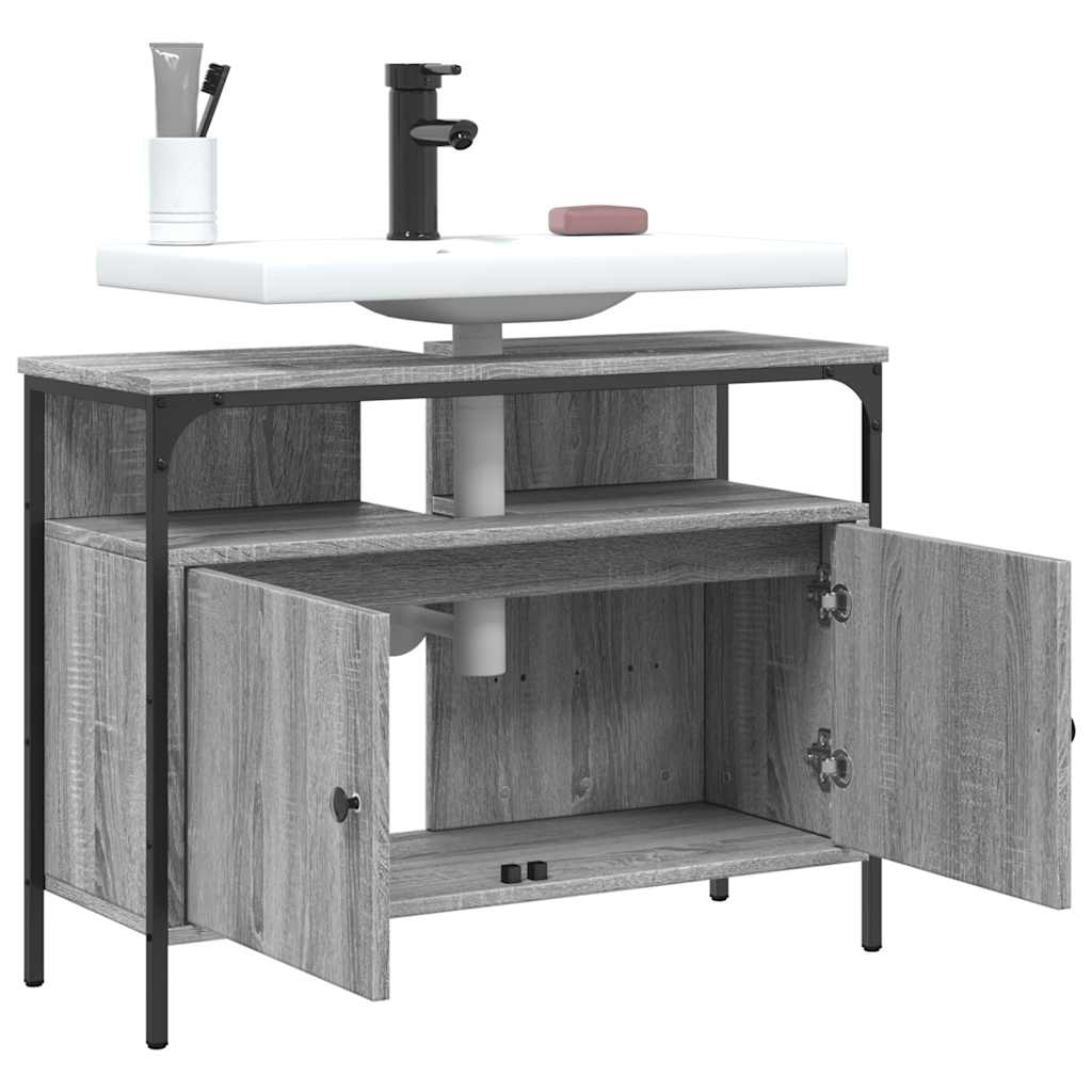 Mobile Lavabo Bagno Grigio Sonoma 80x30x60 cm Legno Multistrato | homemem39
