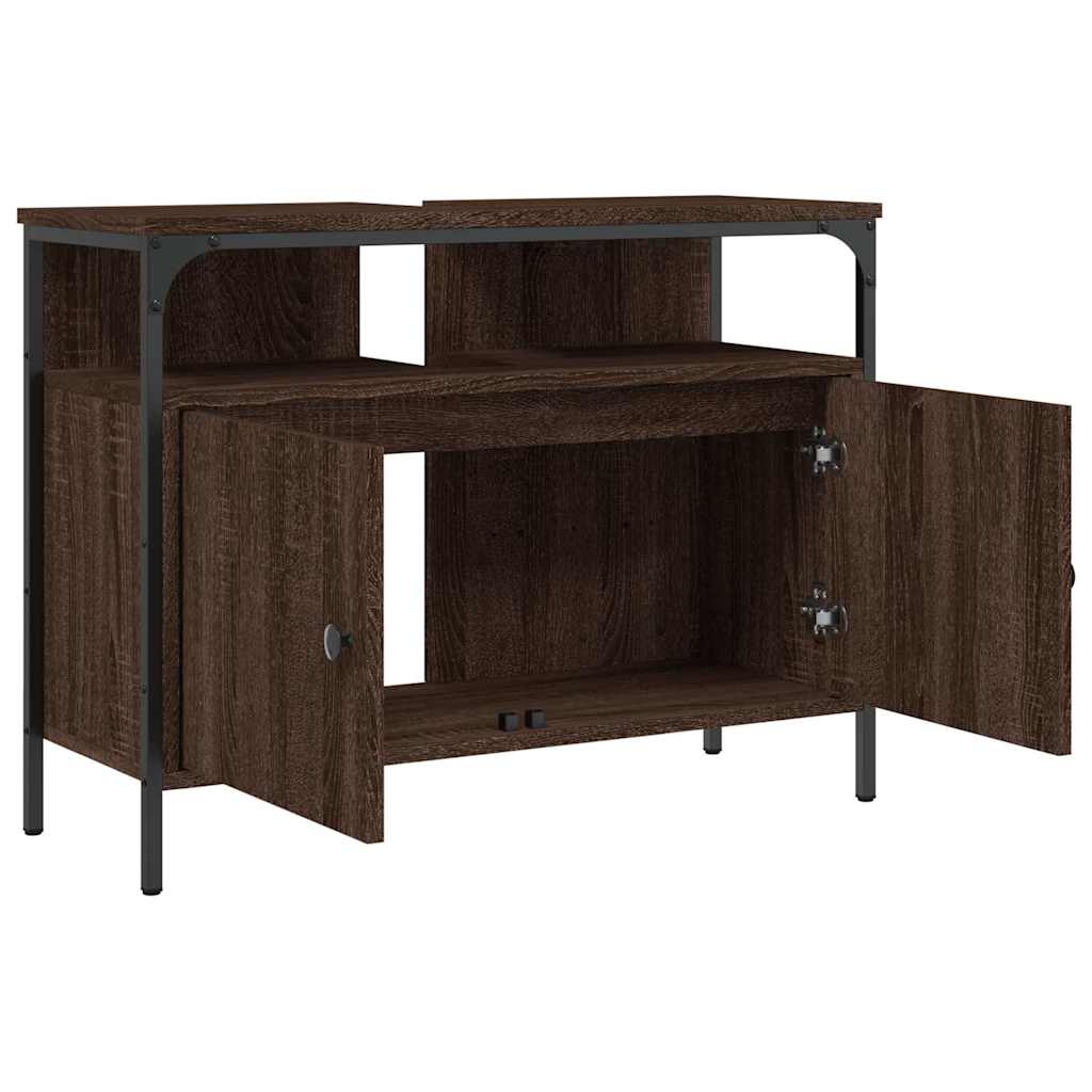 Mobile Lavabo Bagno Rovere Marrone 80x30x60cm Legno Multistrato | homemem39
