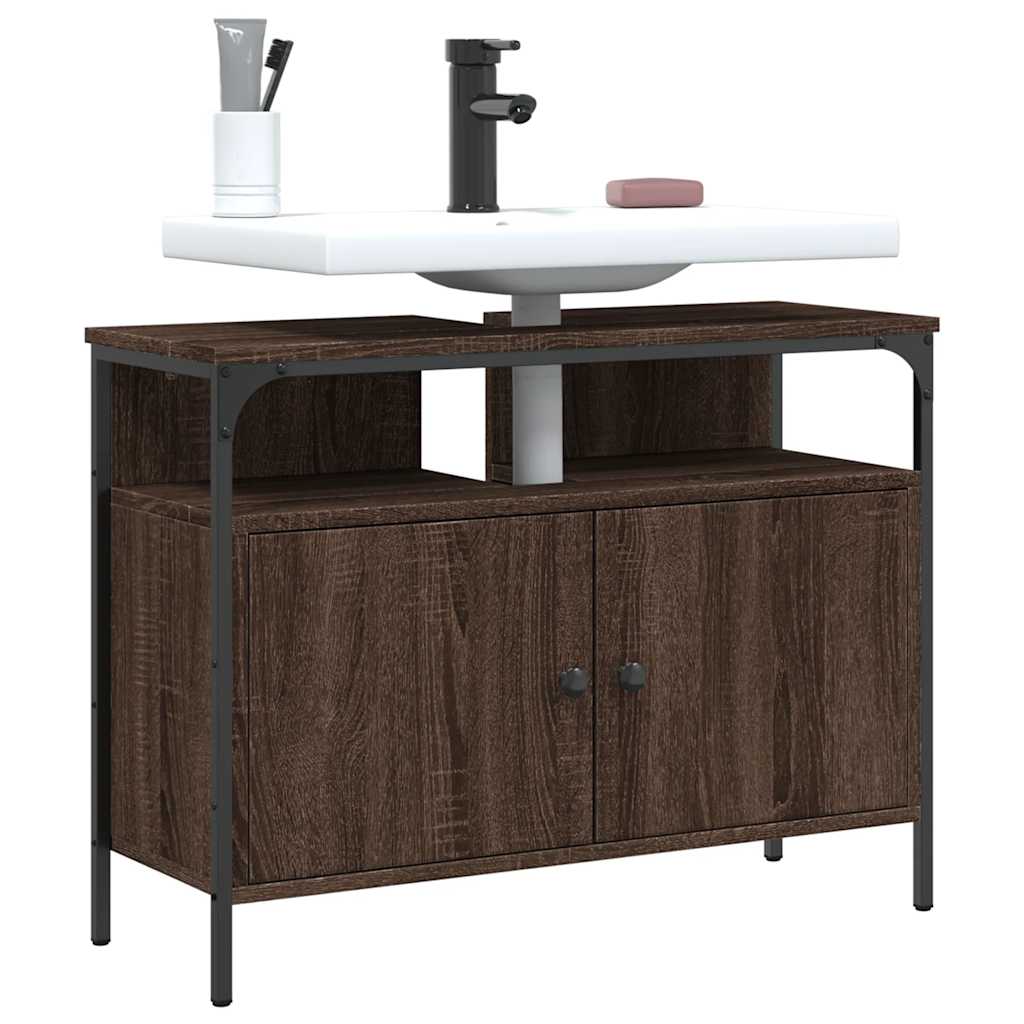 Mobile Lavabo Bagno Rovere Marrone 80x30x60cm Legno Multistrato | homemem39