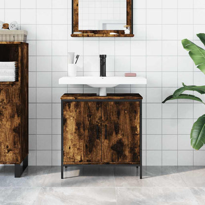 Mobile Lavabo Bagno Rovere Fumo 60x30x60 cm Legno Multistrato | homemem39