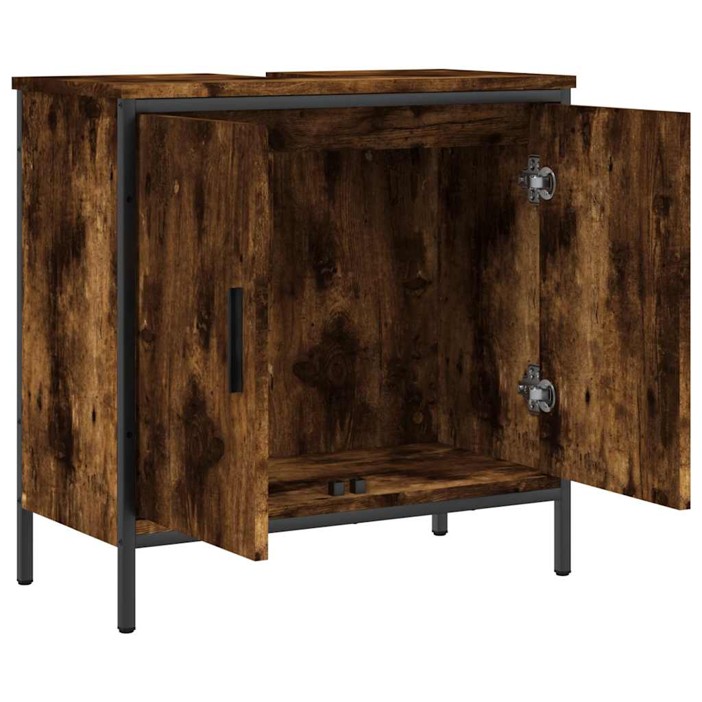 Mobile Lavabo Bagno Rovere Fumo 60x30x60 cm Legno Multistrato | homemem39