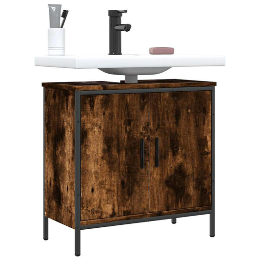 Mobile Lavabo Bagno Rovere Fumo 60x30x60 cm Legno Multistrato | homemem39