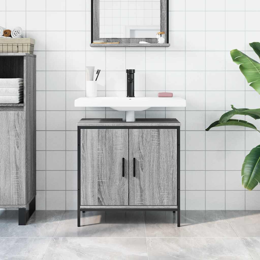 Mobile Lavabo Bagno Grigio Sonoma 60x30x60 cm Legno Multistrato | homemem39