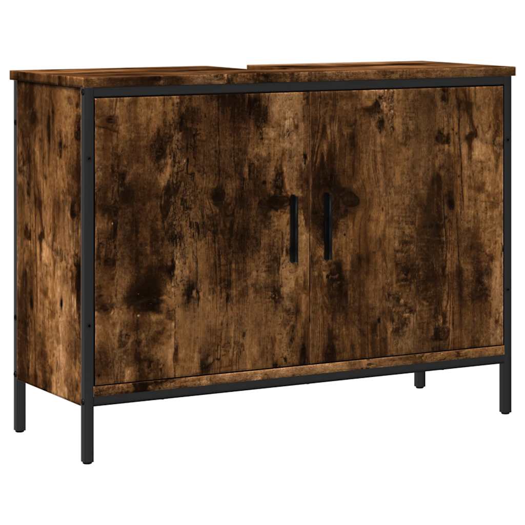 Mobile Lavabo Bagno Rovere Fumo 80x30x60 cm Legno Multistrato | homemem39