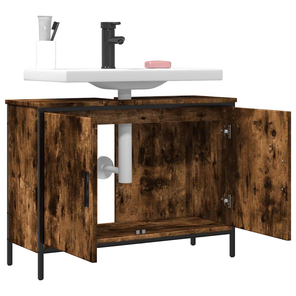 Mobile Lavabo Bagno Rovere Fumo 80x30x60 cm Legno Multistrato | homemem39
