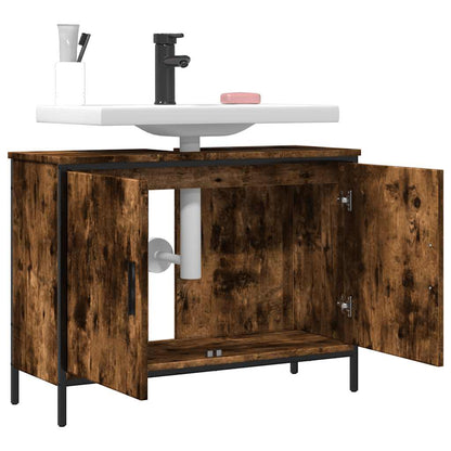 Mobile Lavabo Bagno Rovere Fumo 80x30x60 cm Legno Multistrato | homemem39
