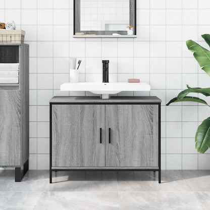 Mobile Lavabo Bagno Grigio Sonoma 80x30x60 cm Legno Multistrato - homemem39