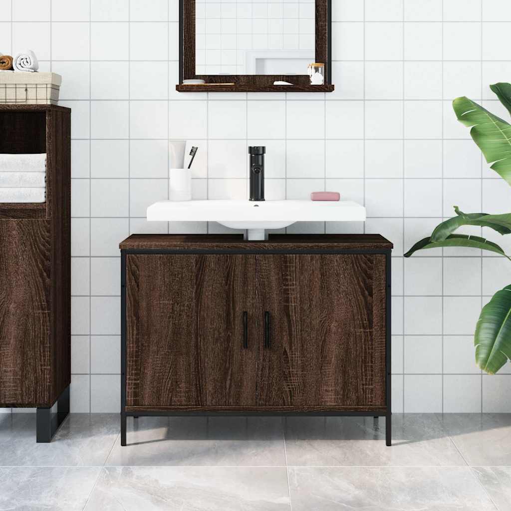 Mobile Lavabo Bagno Rovere Marrone 80x30x60cm Legno Multistrato | homemem39