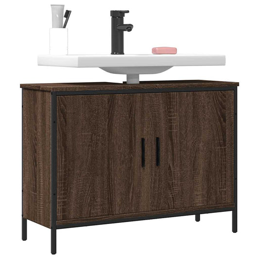 Mobile Lavabo Bagno Rovere Marrone 80x30x60cm Legno Multistrato | homemem39