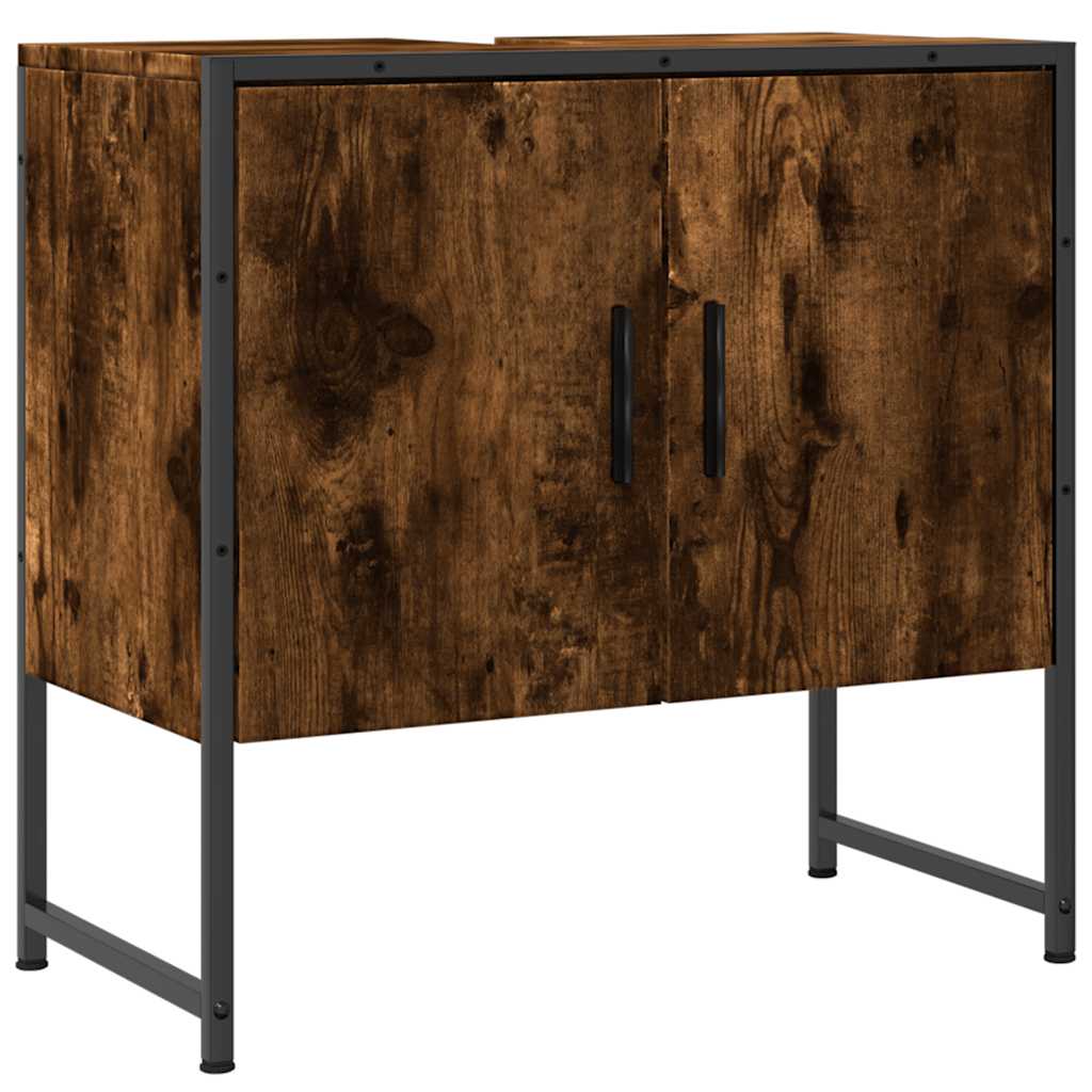 Mobile Lavabo Bagno Rovere Fumo 60x33x60 cm Legno Multistrato | homemem39