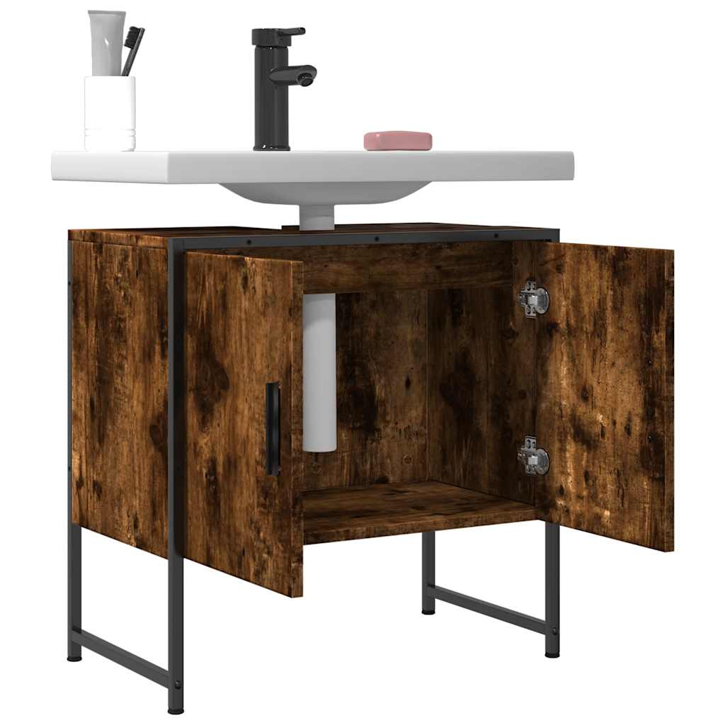 Mobile Lavabo Bagno Rovere Fumo 60x33x60 cm Legno Multistrato | homemem39