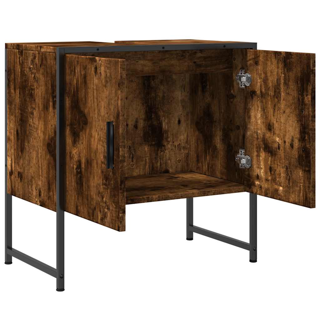 Mobile Lavabo Bagno Rovere Fumo 60x33x60 cm Legno Multistrato | homemem39
