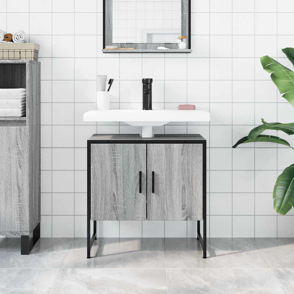 Mobile Lavabo Bagno Grigio Sonoma 60x33x60 cm Legno Multistrato | homemem39