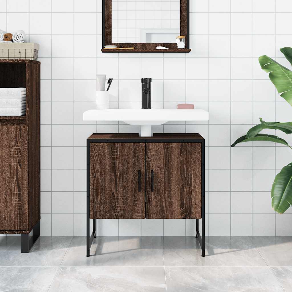 Mobile Lavabo Bagno Rovere Marrone 60x33x60cm Legno Multistrato | homemem39