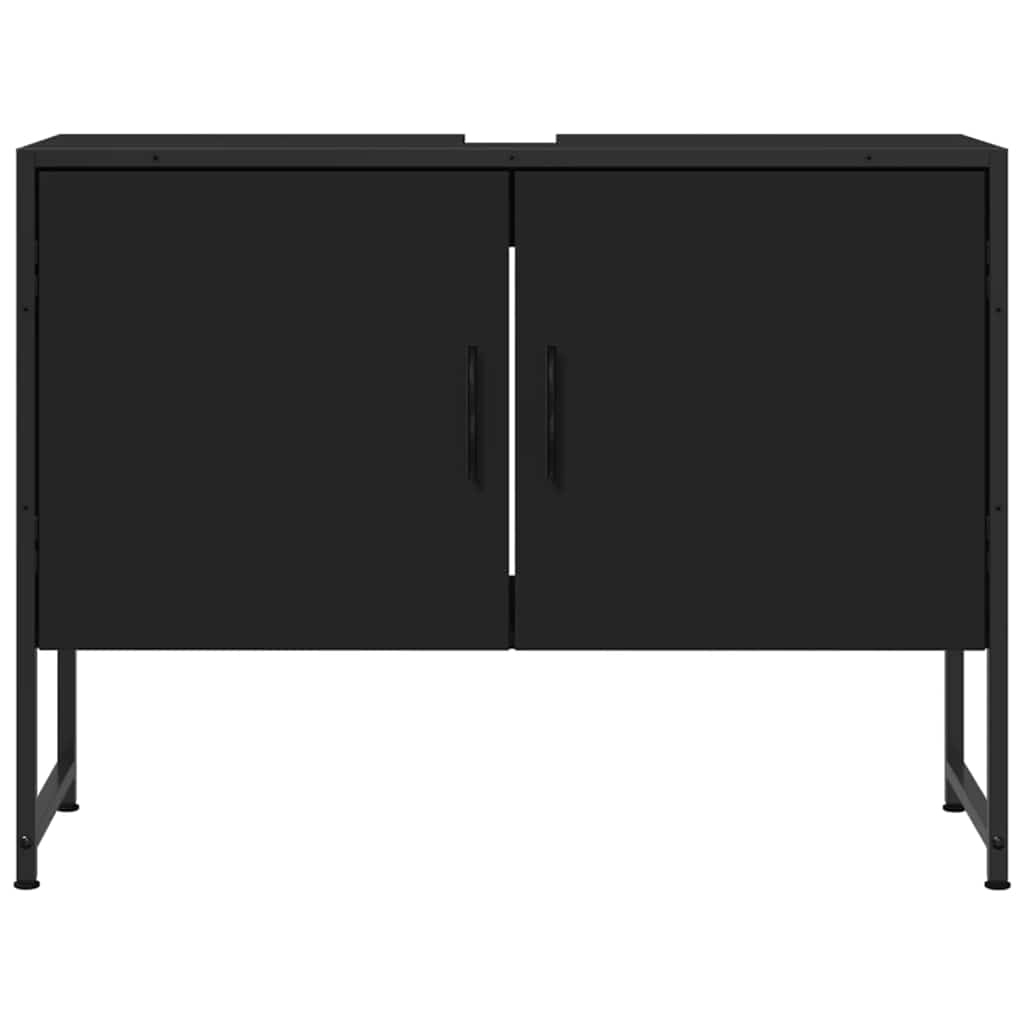 Mobile Lavabo Bagno Nero 60x30x60 cm Legno Multistrato | homemem39