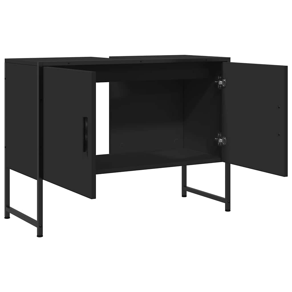 Mobile Lavabo Bagno Nero 60x30x60 cm Legno Multistrato | homemem39