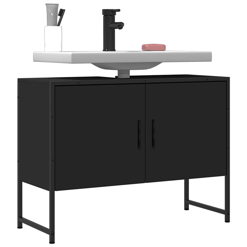 Mobile Lavabo Bagno Nero 60x30x60 cm Legno Multistrato | homemem39