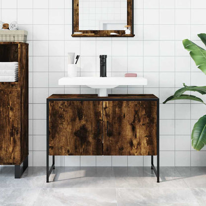 Mobile Lavabo Bagno Rovere Fumo 60x30x60 cm Legno Multistrato | homemem39