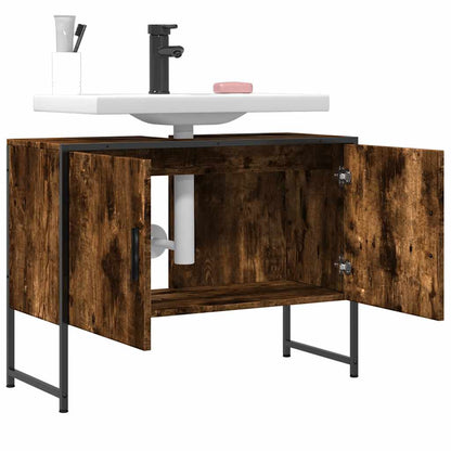 Mobile Lavabo Bagno Rovere Fumo 60x30x60 cm Legno Multistrato | homemem39