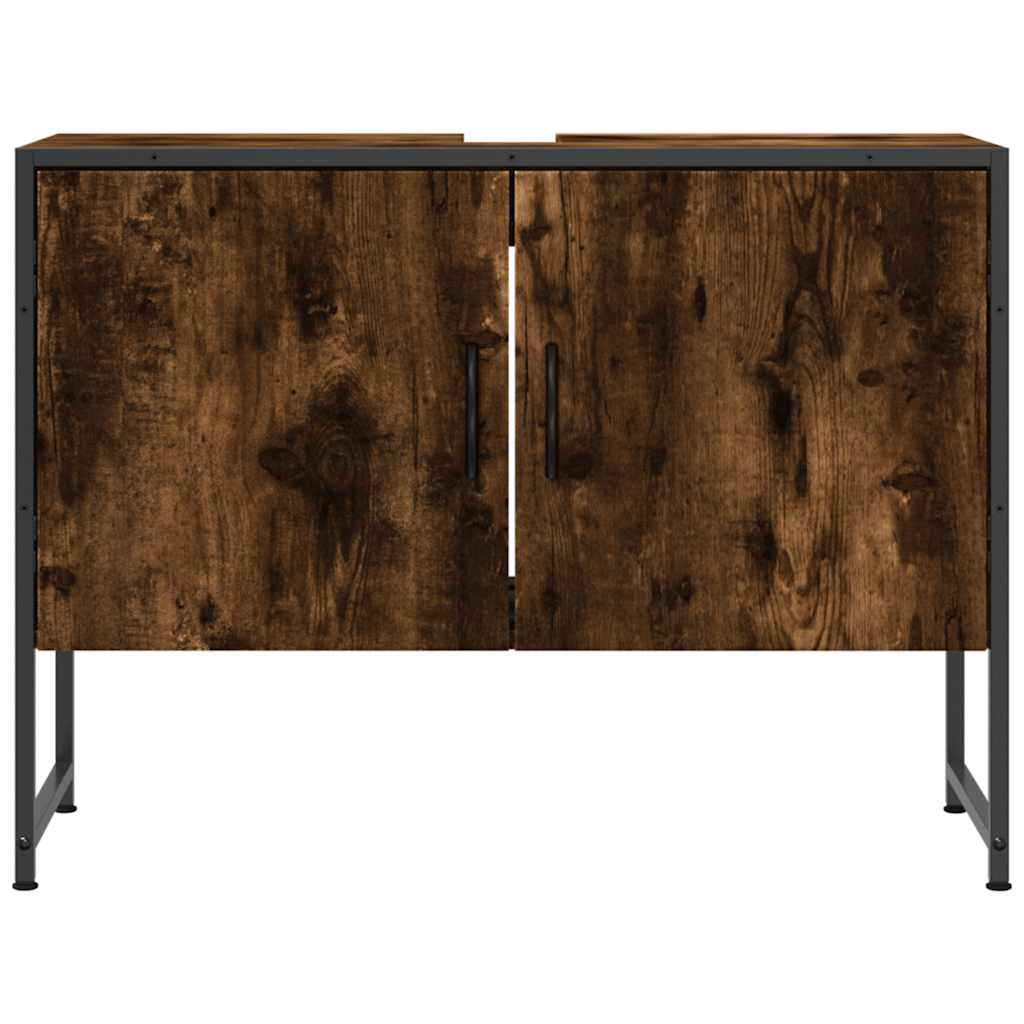 Mobile Lavabo Bagno Rovere Fumo 60x30x60 cm Legno Multistrato | homemem39