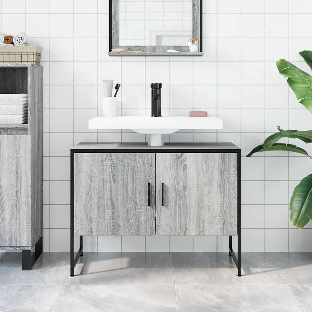 Mobile Lavabo Bagno Grigio Sonoma 60x30x60 cm Legno Multistrato - homemem39