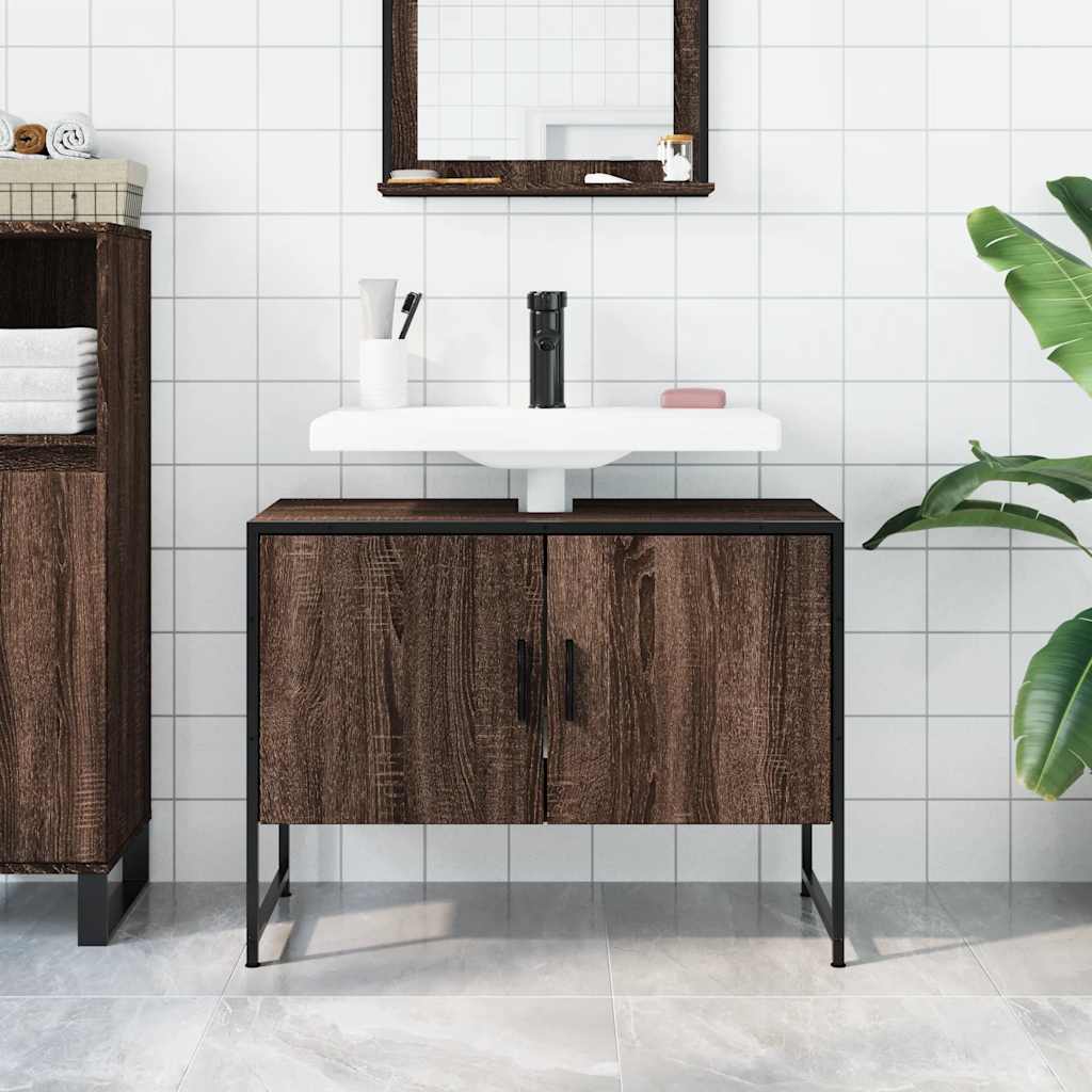 Mobile Lavabo Bagno Rovere Marrone 60x30x60cm Legno Multistrato | homemem39