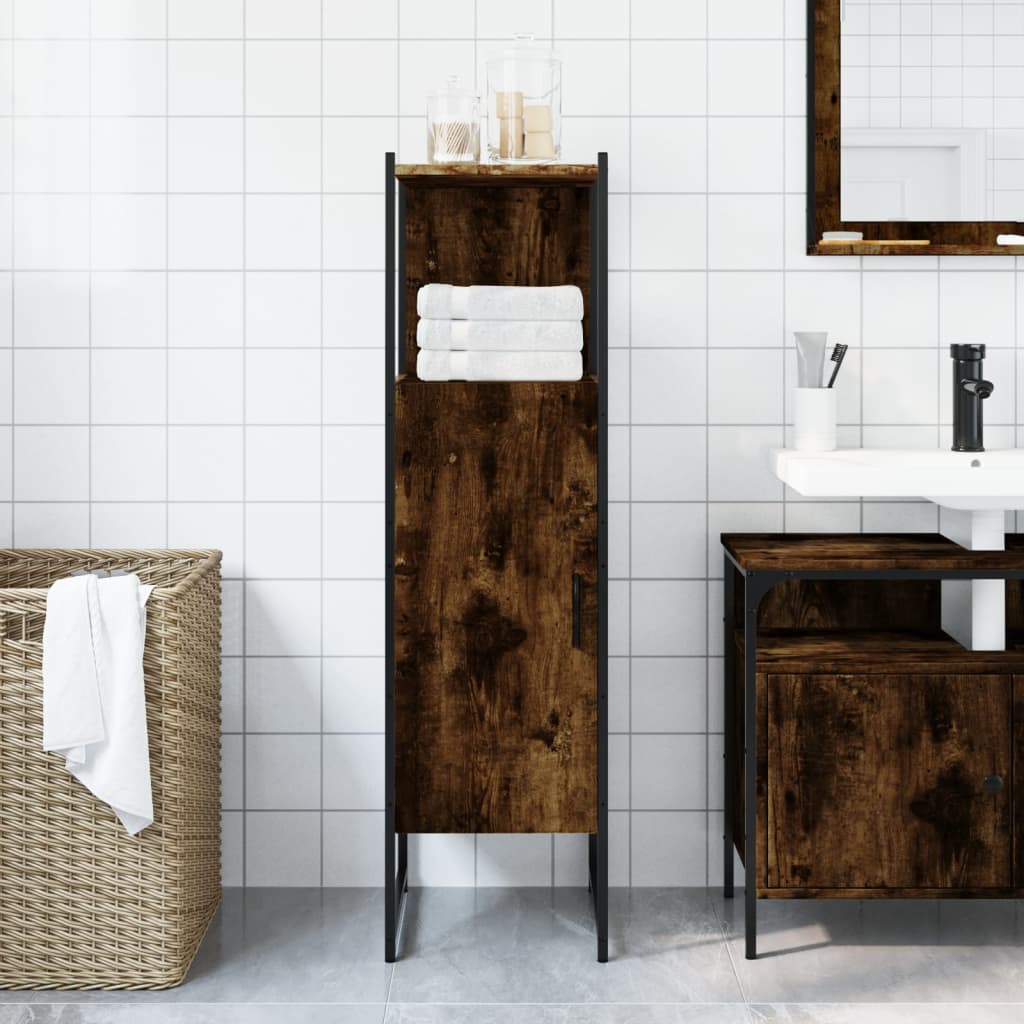 Mobile da Bagno Rovere Fumo 33x33x120,5 cm in Legno Multistrato - homemem39