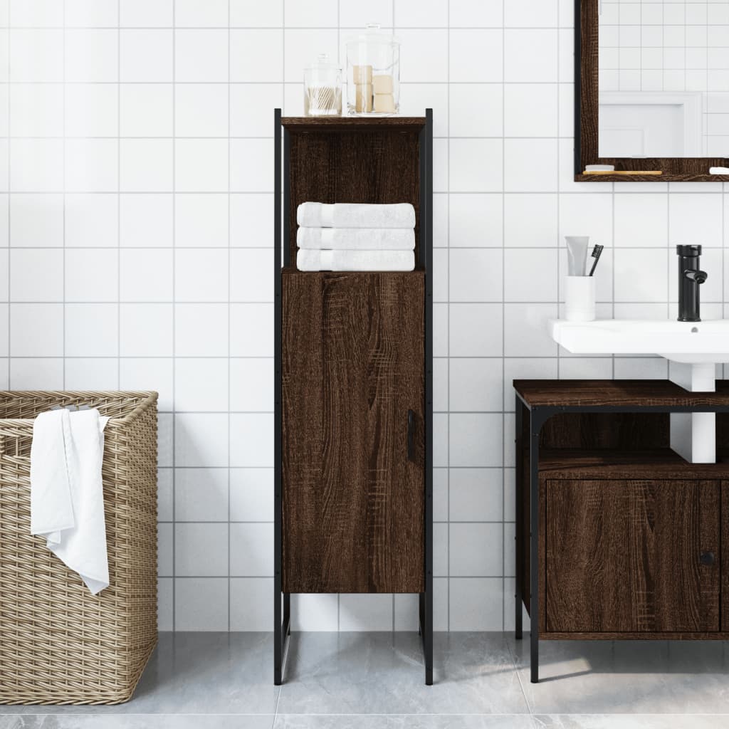 Mobile da Bagno Rovere Marrone 33x33x120,5 cm Legno Multistrato | homemem39