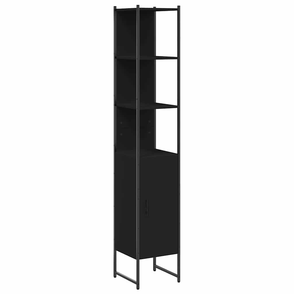 Mobile da Bagno Nero 33x33x185,5 cm in Legno Multistrato | homemem39