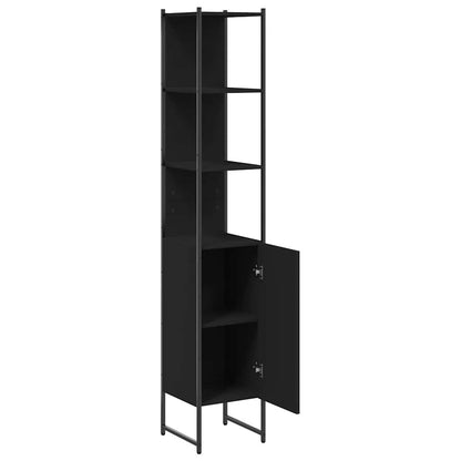 Mobile da Bagno Nero 33x33x185,5 cm in Legno Multistrato | homemem39