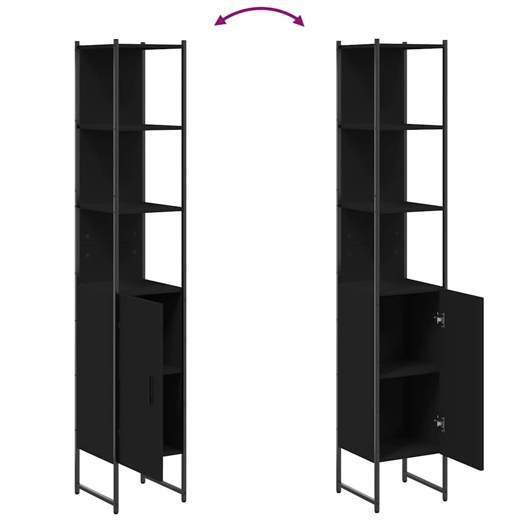 Mobile da Bagno Nero 33x33x185,5 cm in Legno Multistrato | homemem39