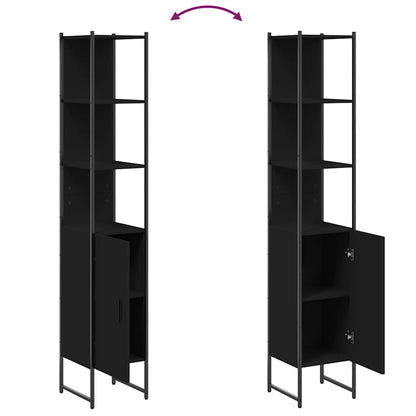 Mobile da Bagno Nero 33x33x185,5 cm in Legno Multistrato | homemem39