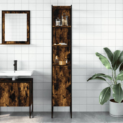 Mobile da Bagno Rovere Fumo 33x33x185,5 cm in Legno Multistrato | homemem39
