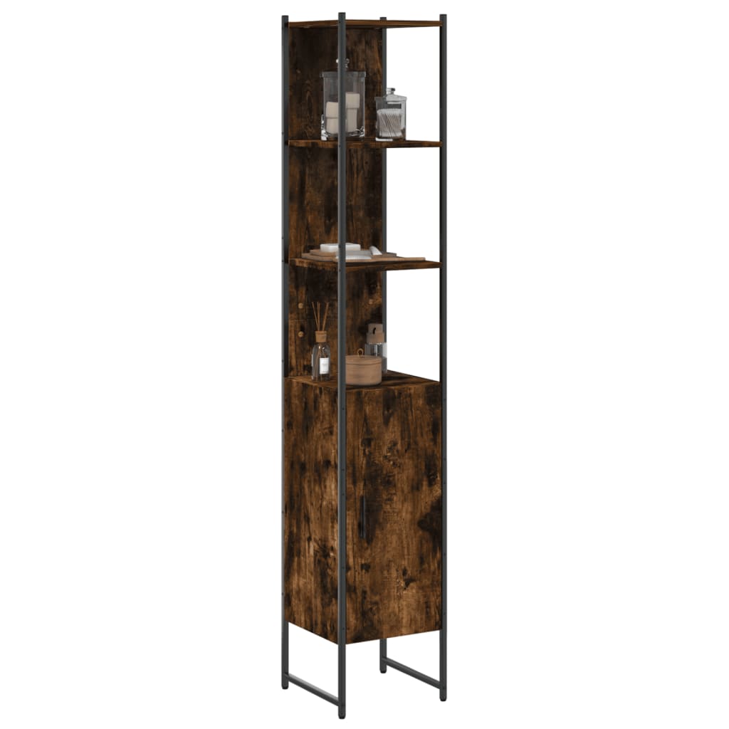 Mobile da Bagno Rovere Fumo 33x33x185,5 cm in Legno Multistrato | homemem39