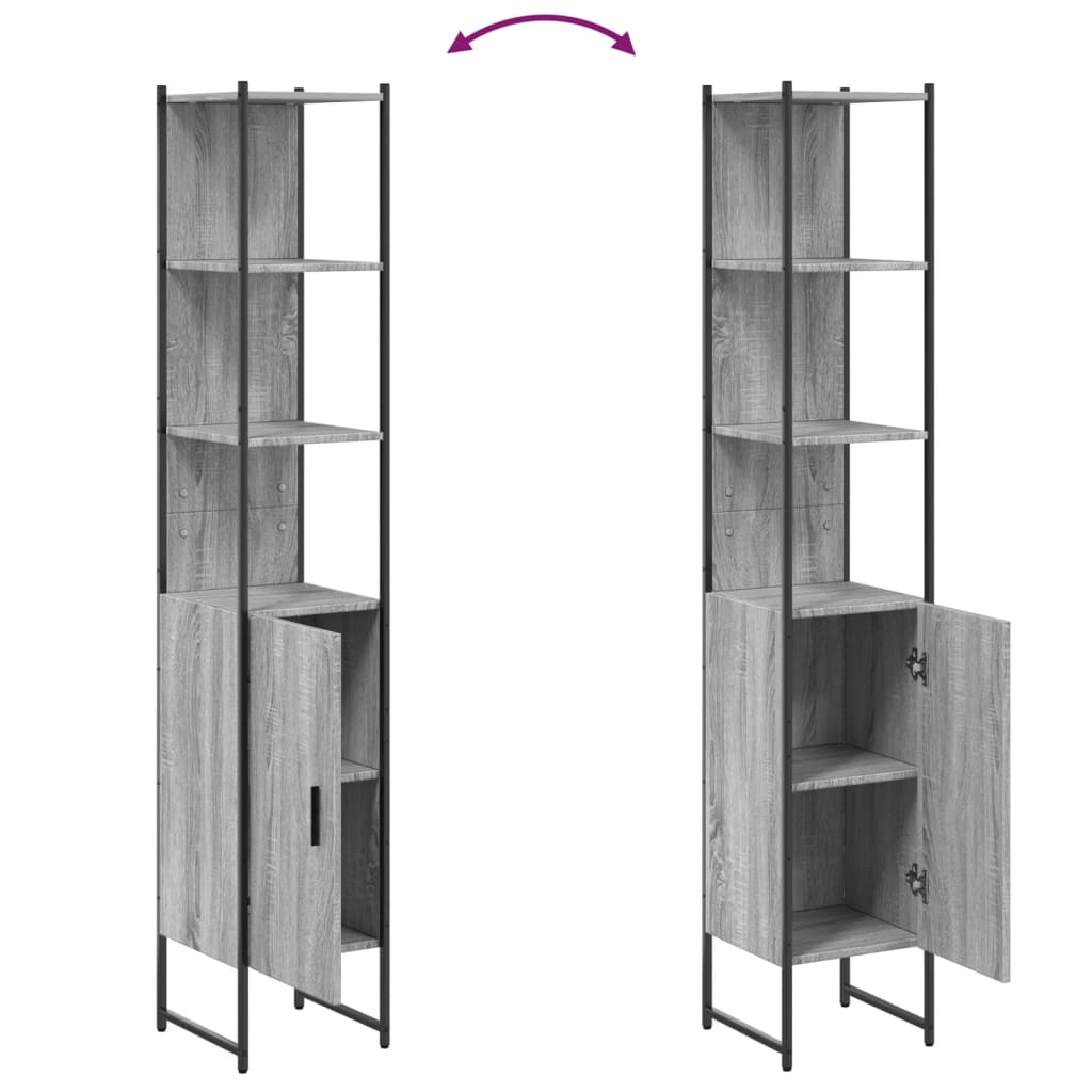 Mobile da Bagno Grigio Sonoma 33x33x185,5 cm Legno Multistrato | homemem39