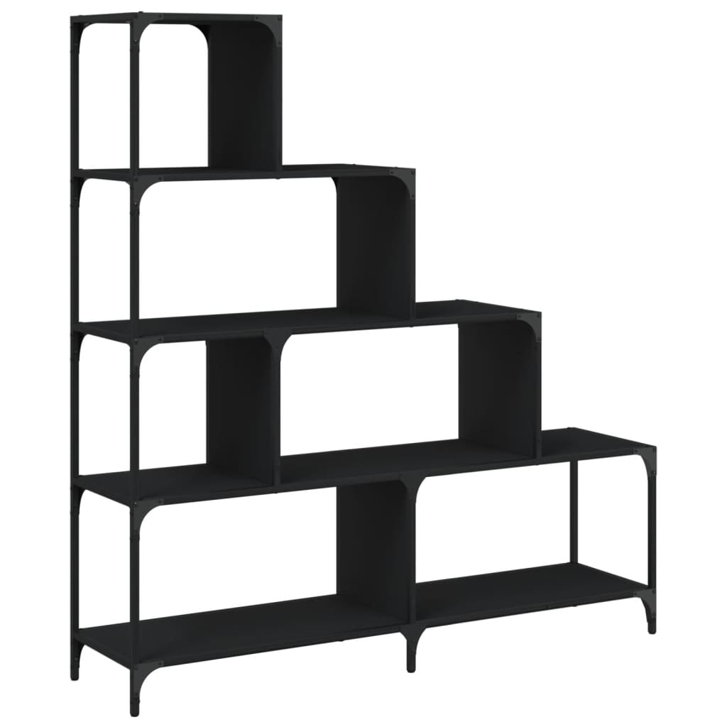 Libreria a 4 Gradini Nera 139x33,5x149 cm in Legno Multistrato | homemem39
