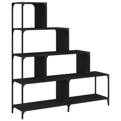 Libreria a 4 Gradini Nera 139x33,5x149 cm in Legno Multistrato | homemem39