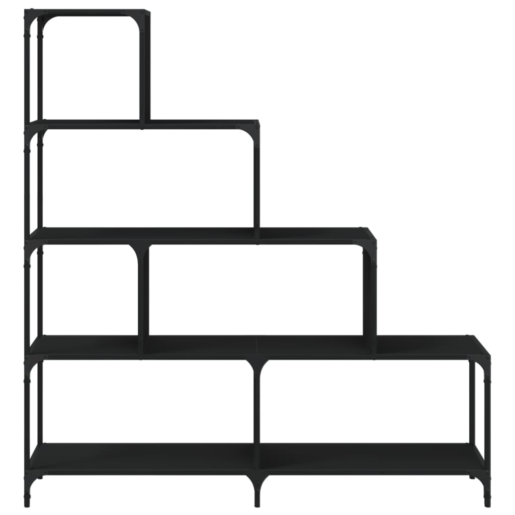 Libreria a 4 Gradini Nera 139x33,5x149 cm in Legno Multistrato | homemem39