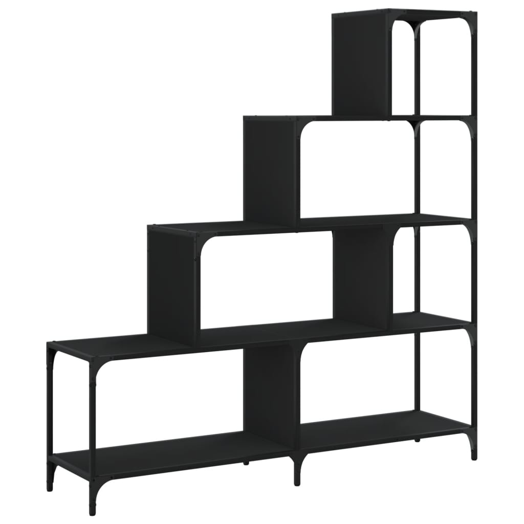 Libreria a 4 Gradini Nera 139x33,5x149 cm in Legno Multistrato | homemem39