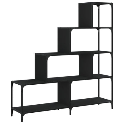 Libreria a 4 Gradini Nera 139x33,5x149 cm in Legno Multistrato | homemem39