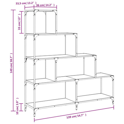 Libreria a 4 Gradini Nera 139x33,5x149 cm in Legno Multistrato | homemem39