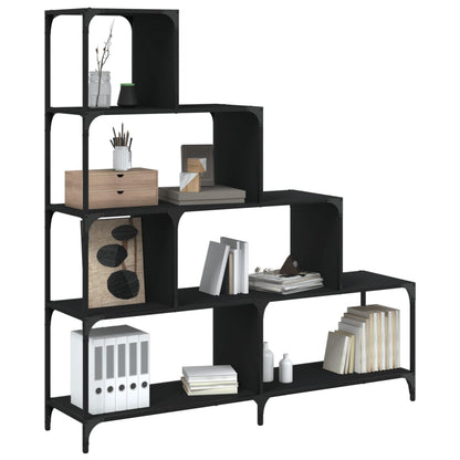 Libreria a 4 Gradini Nera 139x33,5x149 cm in Legno Multistrato | homemem39
