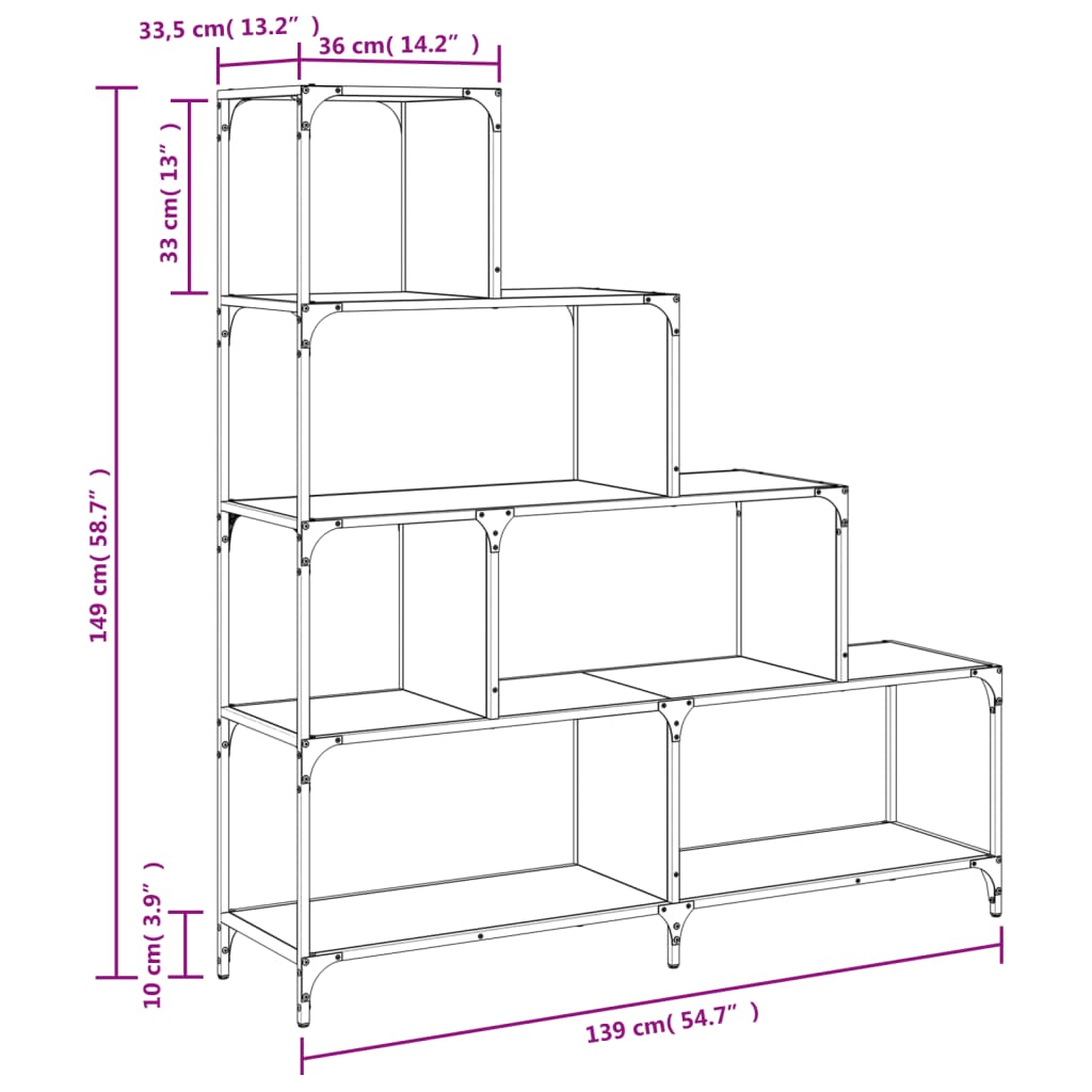 Libreria 4 Gradini Rovere Sonoma 139x33,5x149 Legno Multistrato | homemem39