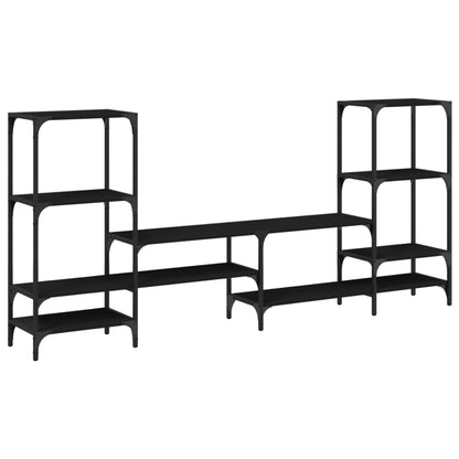 Mobile Porta TV Nero 206,5x28,5x95 cm in Legno Multistrato | homemem39